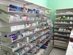 pharmacy shelves